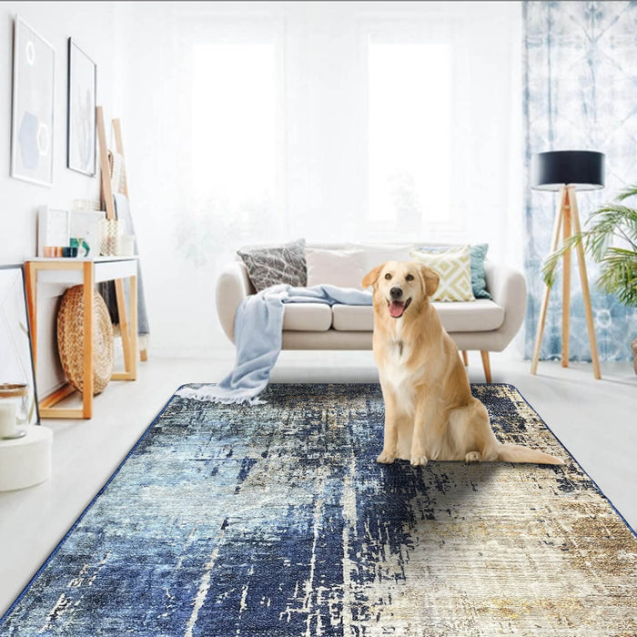 Airgugu Modern Minimalist Blue Brown Ink Rug