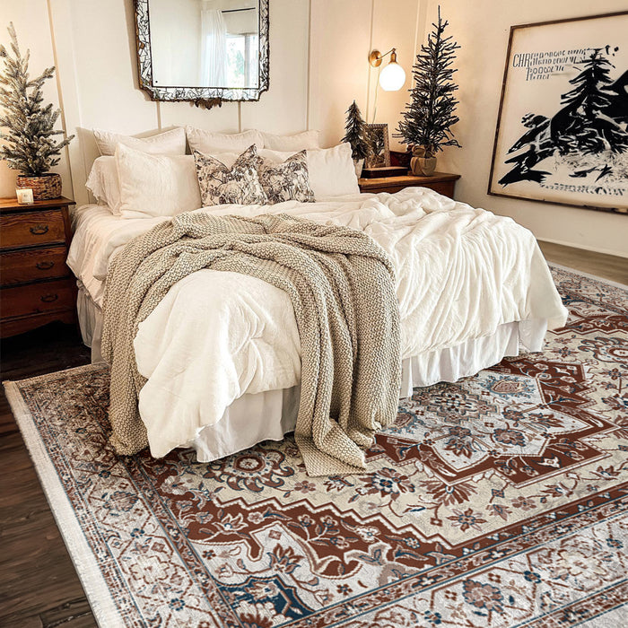 Airgugu Heritage Classique White Brown Art Print Rug