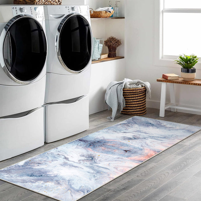 Airgugu Modern Minimalist Surging Blue Ocean Print Rug