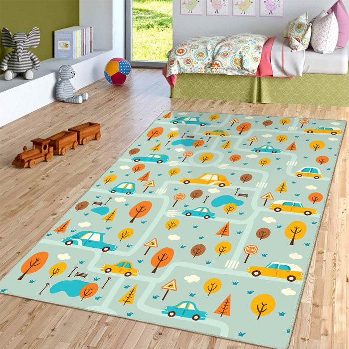 Airgugu KidSpace Delight Cartoon City Map Print Rug