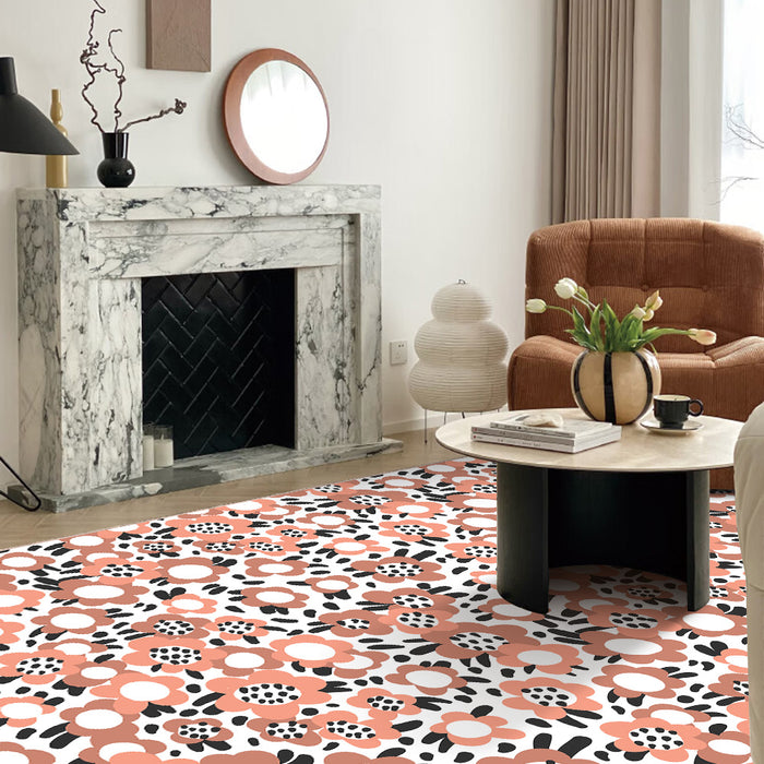 Airgugu KidSpace Delight Pink Brown Cartoon Flower Rug