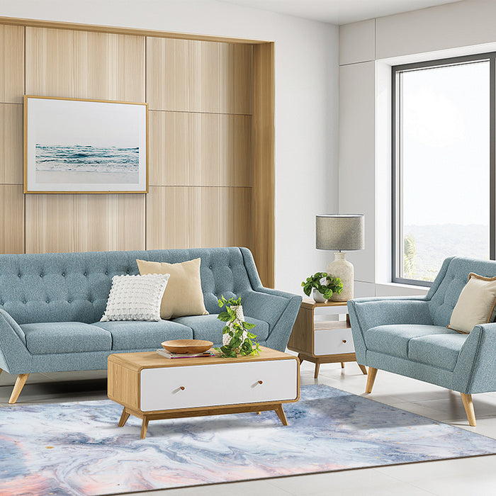 Airgugu Modern Minimalist Surging Blue Ocean Print Rug