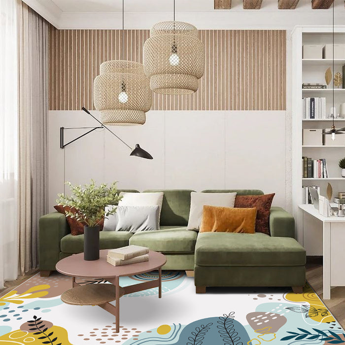Airgugu Modern Minimalist White Vibrant Plant Rug