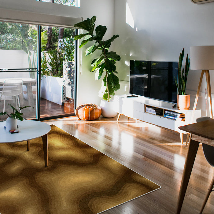Airgugu Modern Minimalist Dreamy Agate Brown/Blue Texture Rug