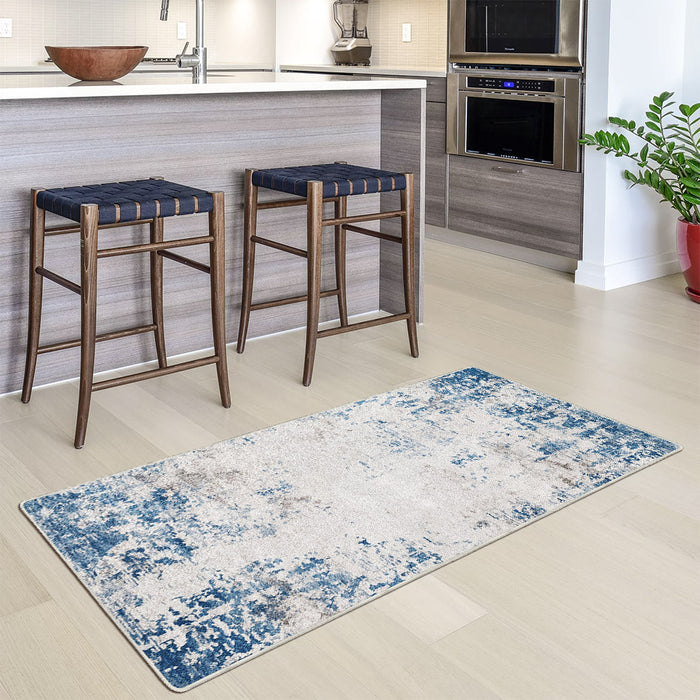 Airgugu Modern Minimalist Blue Peggy Washable Abstract Rug