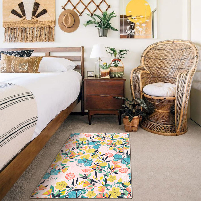 Airgugu Modern Minimalist Vibrant Floral And Butterfly Rug