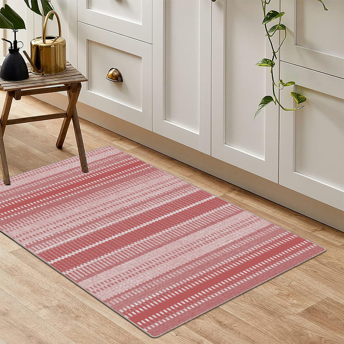 Airgugu Modern Minimalist Pink Striped Layers Rug