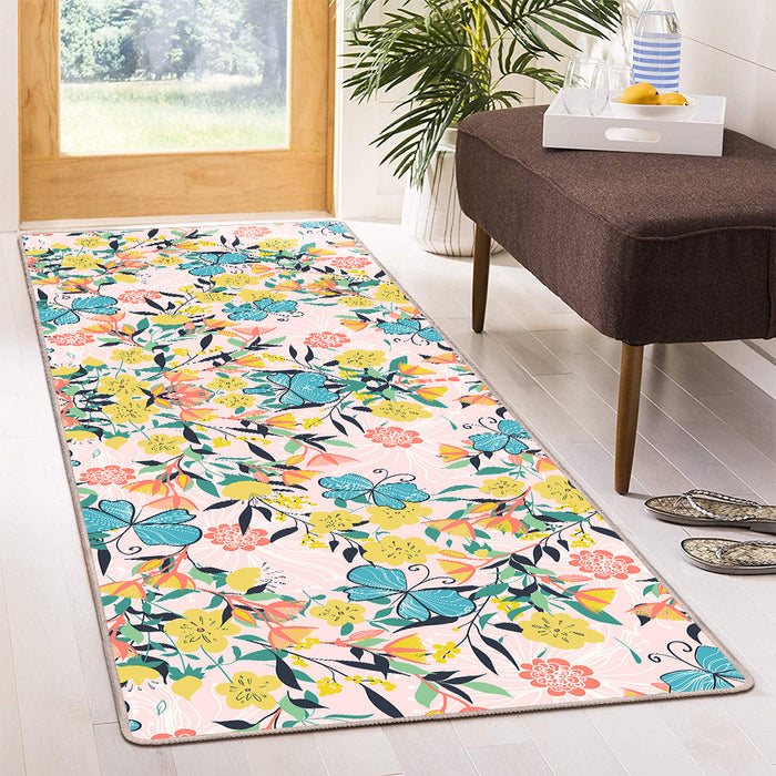 Airgugu Modern Minimalist Vibrant Floral And Butterfly Rug