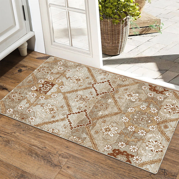Airgugu Modern Minimalist Distressed Floral Print Rug