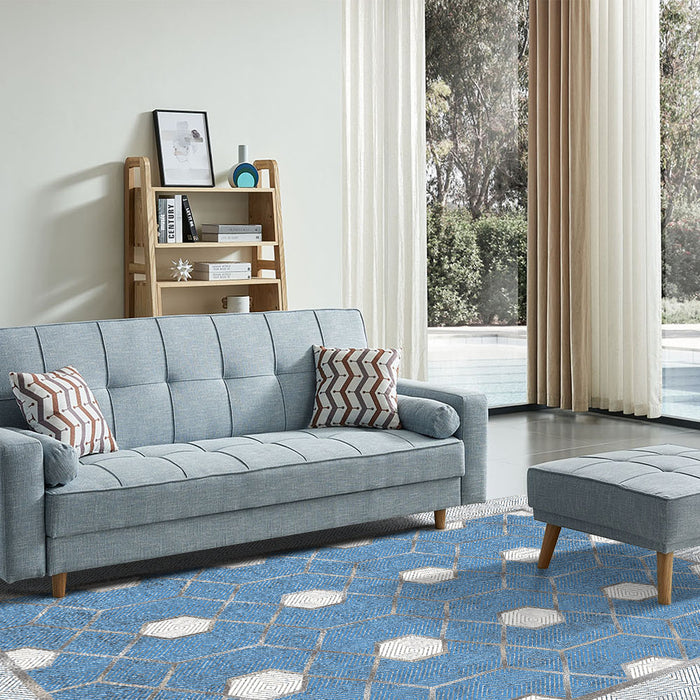 Airgugu Modern Minimalist  Blue Washable Bordered Area Rug