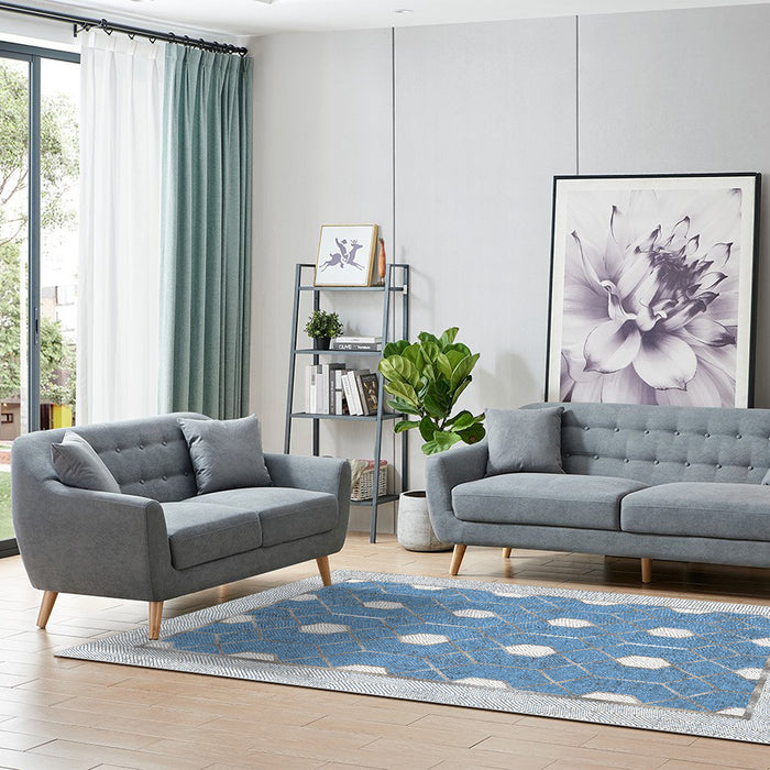 Airgugu Modern Minimalist  Blue Washable Bordered Area Rug