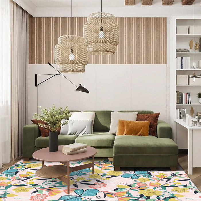 Airgugu Modern Minimalist Vibrant Floral And Butterfly Rug