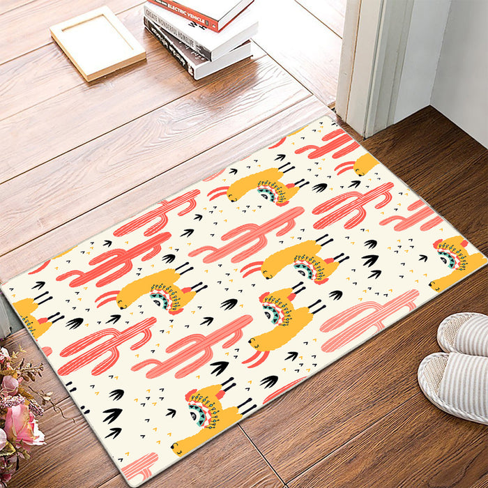 Airgugu KidSpace Delight Adorable Alpaca Pink Cactus Rug