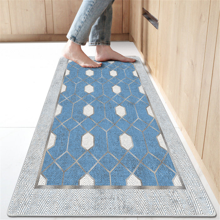 Airgugu Modern Minimalist  Blue Washable Bordered Area Rug