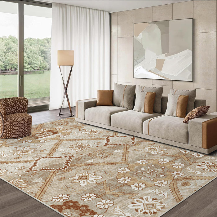 Airgugu Modern Minimalist Distressed Floral Print Rug