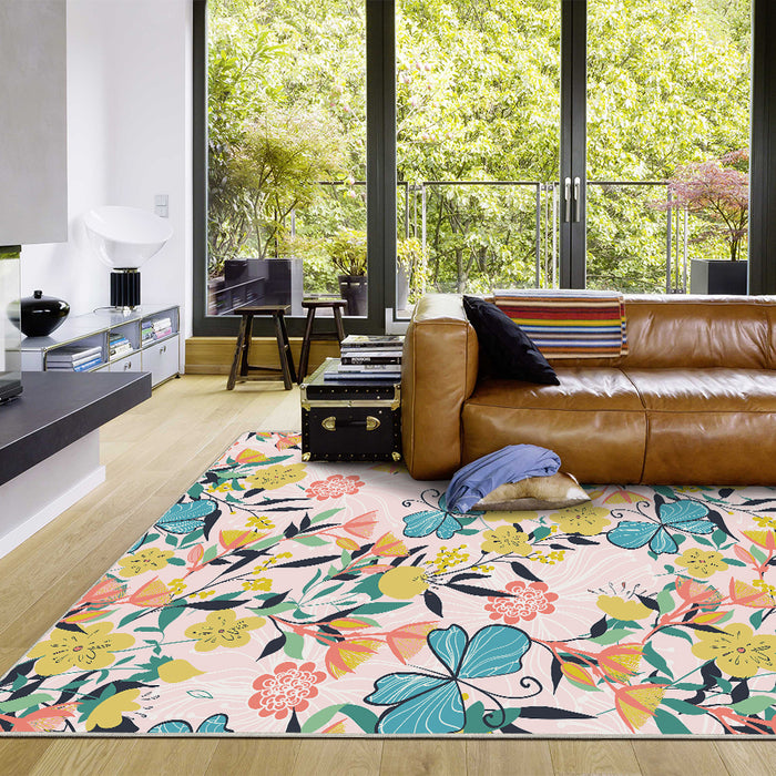 Airgugu Modern Minimalist Vibrant Floral And Butterfly Rug