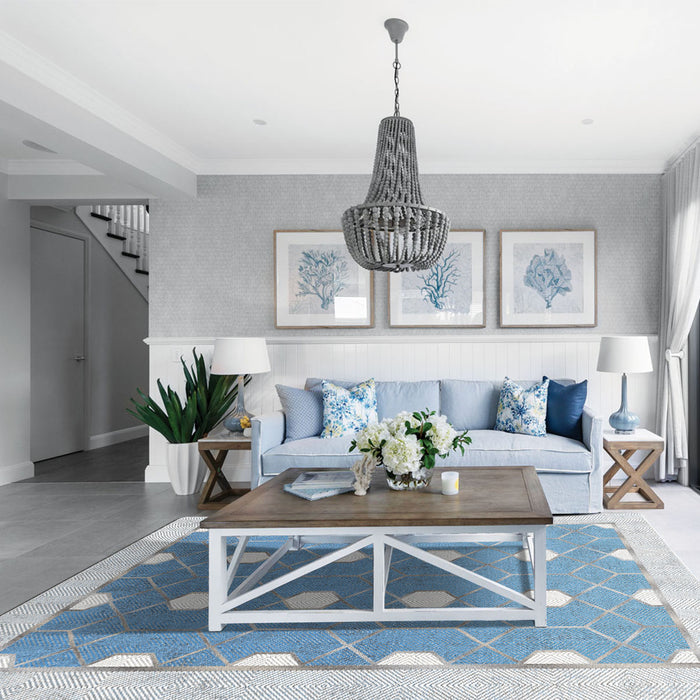 Airgugu Modern Minimalist  Blue Washable Bordered Area Rug