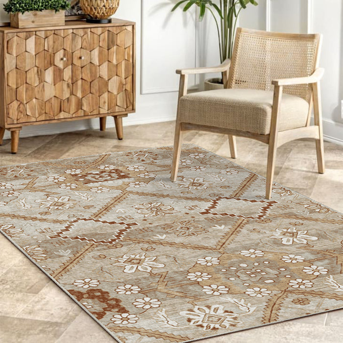 Airgugu Modern Minimalist Distressed Floral Print Rug