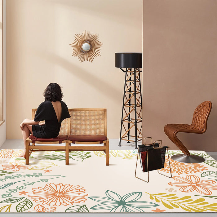 Airgugu KidSpace Delight Beige Vibrant Botanical Print Rug