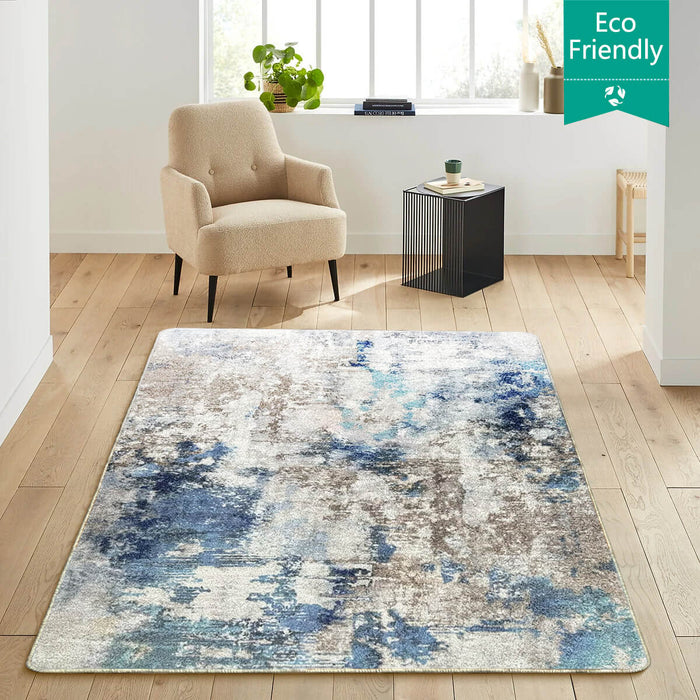 Airgugu Modern Minimalist Blue Gray Ink Rug