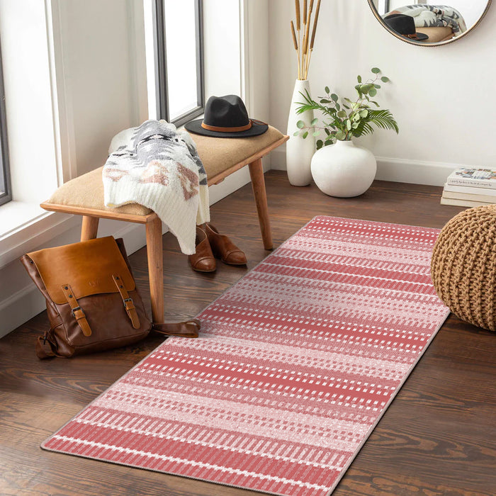 Airgugu Modern Minimalist Pink Striped Layers Rug