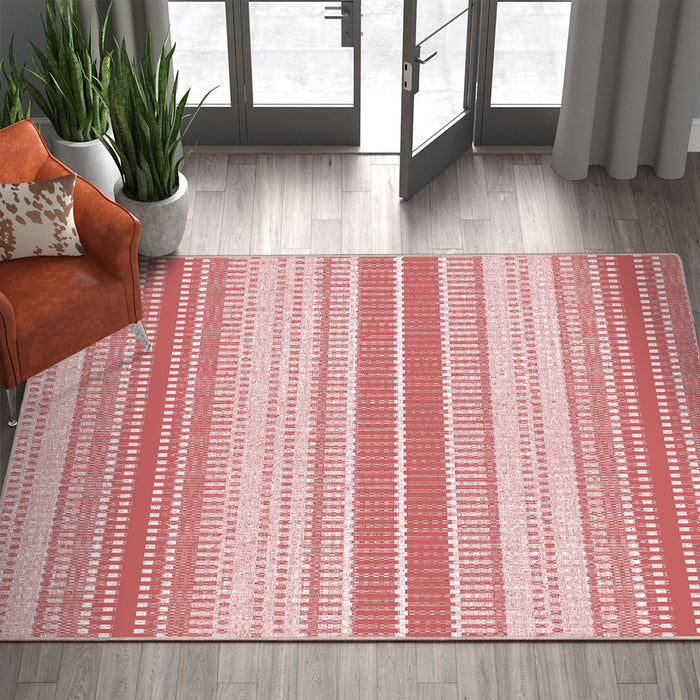 Airgugu Modern Minimalist Pink Striped Layers Rug