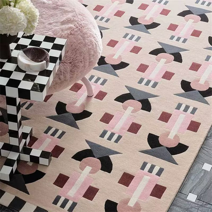 Airgugu Modern Minimalist Pink Geometric Rug