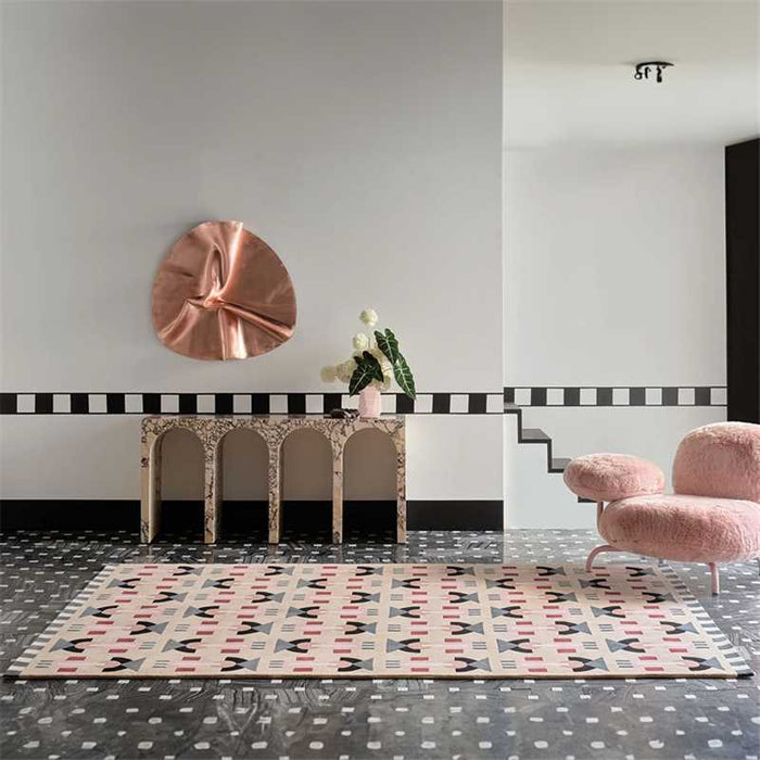 Airgugu Modern Minimalist Pink Geometric Rug