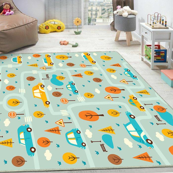 Airgugu KidSpace Delight Cartoon City Map Print Rug