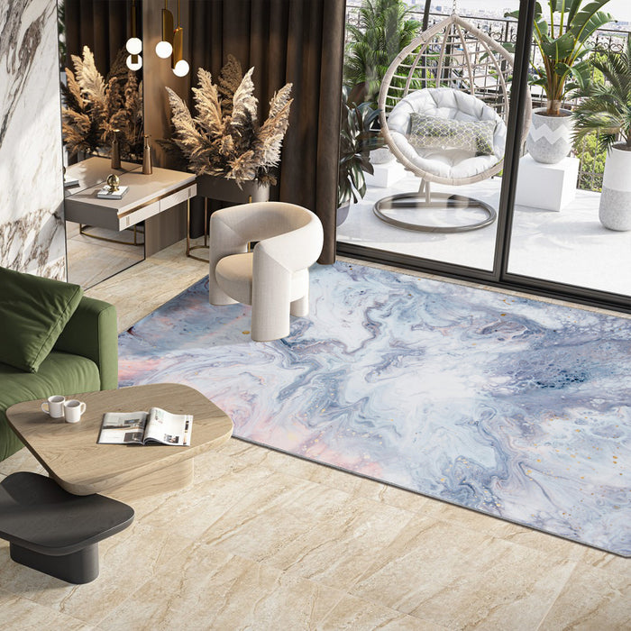Airgugu Modern Minimalist Surging Blue Ocean Print Rug