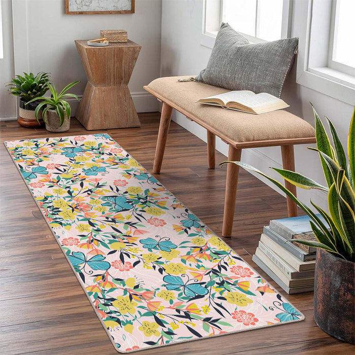 Airgugu Modern Minimalist Vibrant Floral And Butterfly Rug