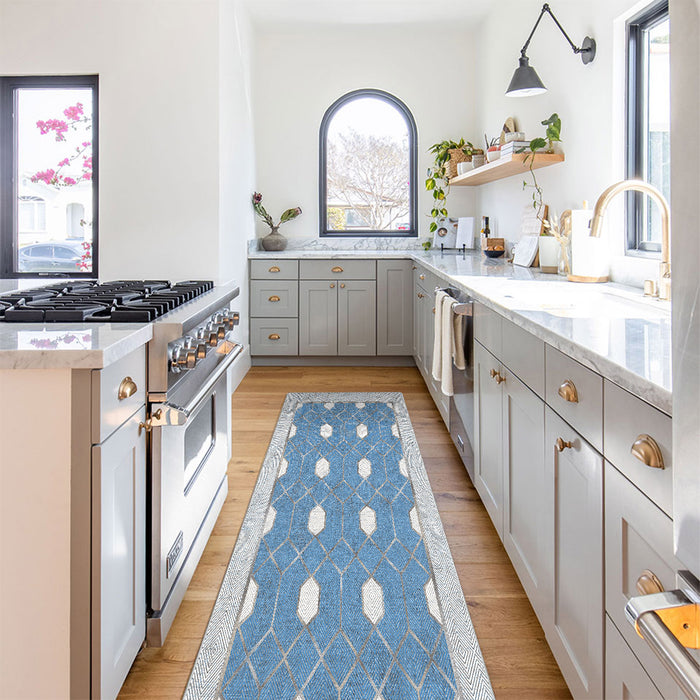 Airgugu Modern Minimalist  Blue Washable Bordered Area Rug