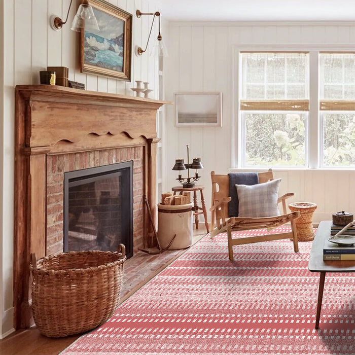 Airgugu Modern Minimalist Pink Striped Layers Rug