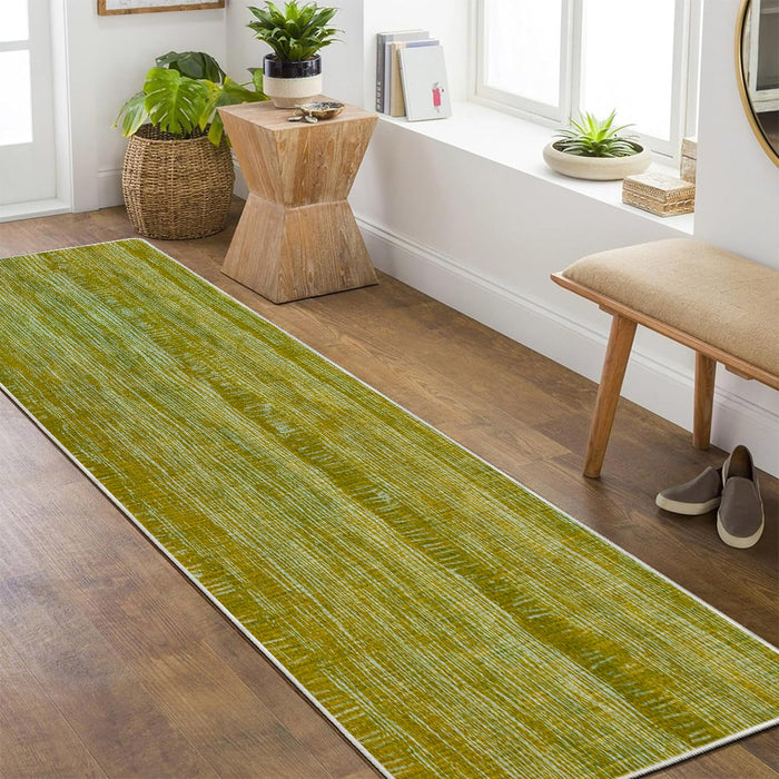 Airgugu Earth Garden Green Distressed Striped Rug
