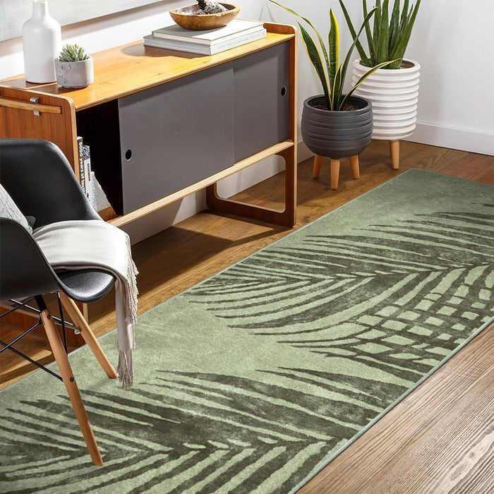 Airgugu Modern Minimalist Distressed Green Fern Rug
