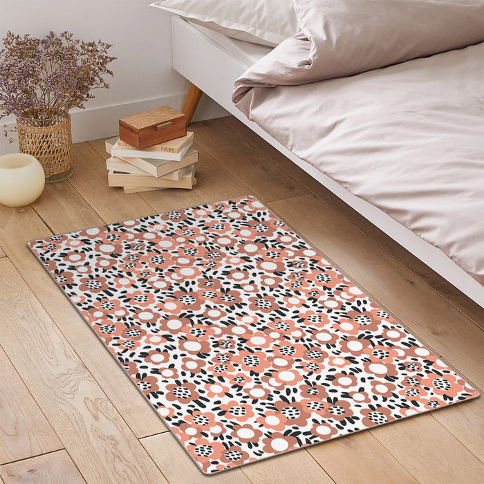 Airgugu KidSpace Delight Pink Brown Cartoon Flower Rug