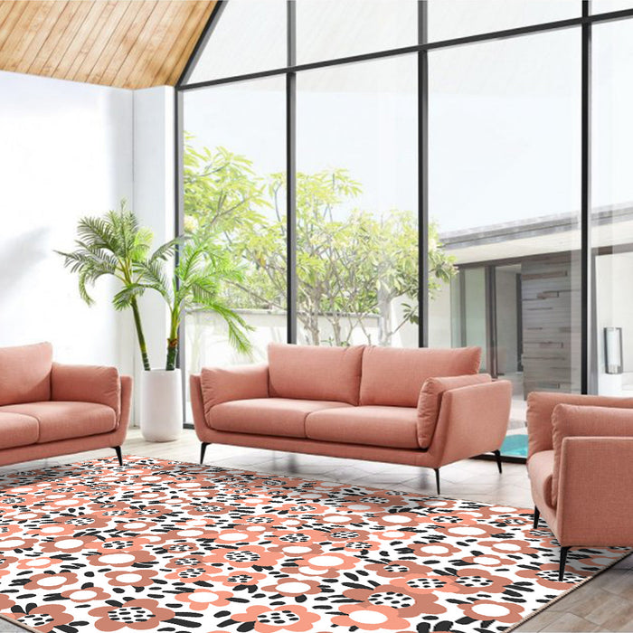 Airgugu KidSpace Delight Pink Brown Cartoon Flower Rug