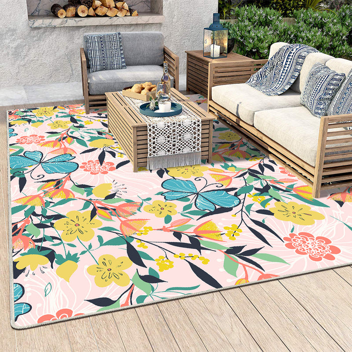Airgugu Modern Minimalist Vibrant Floral And Butterfly Rug