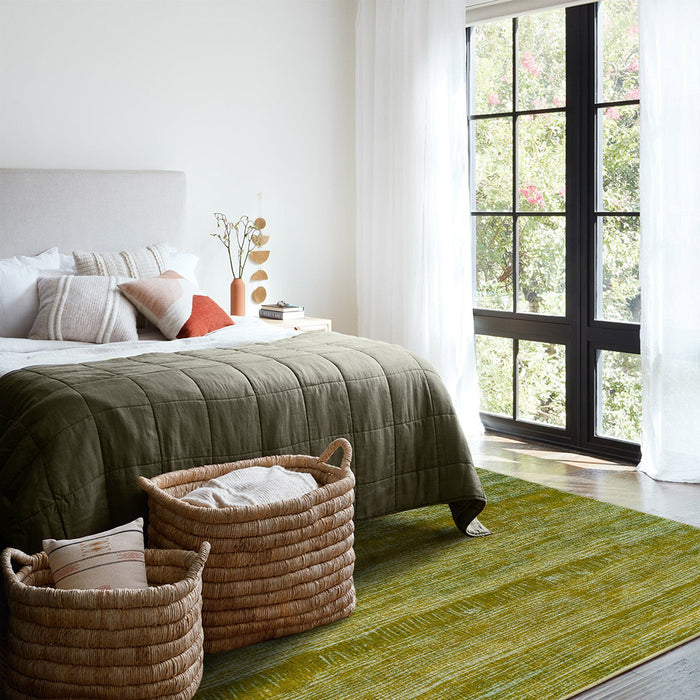 Airgugu Earth Garden Green Distressed Striped Rug