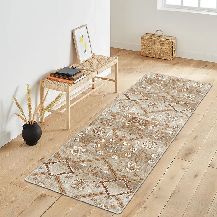Airgugu Modern Minimalist Distressed Floral Print Rug