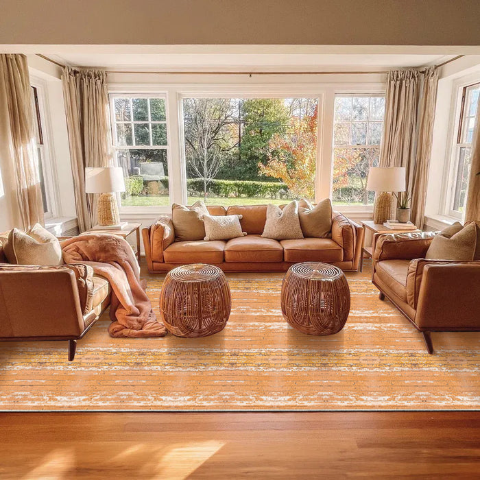 Airgugu Modern Minimalist Orange Wood Grain Rug