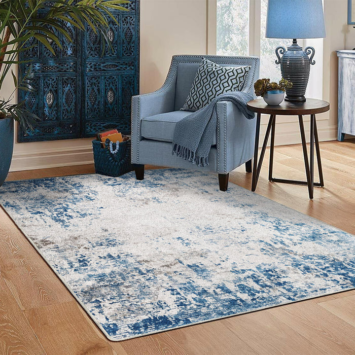 Airgugu Modern Minimalist Blue Peggy Washable Abstract Rug