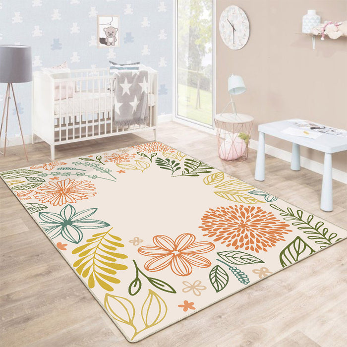 Airgugu KidSpace Delight Beige Vibrant Botanical Print Rug