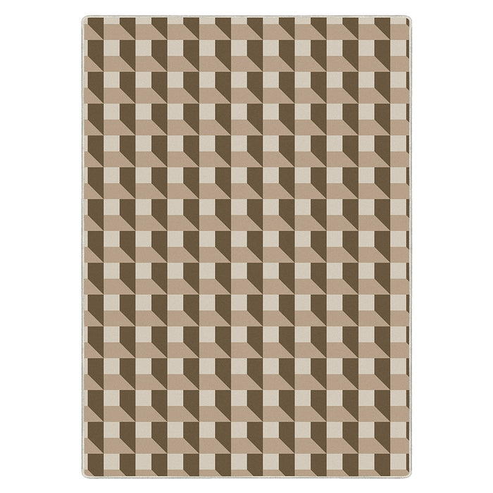 Airgugu Modern Minimalist Brown 2D Checkered Pattern Rug