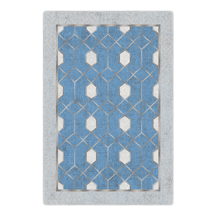 Airgugu Modern Minimalist  Blue Washable Bordered Area Rug