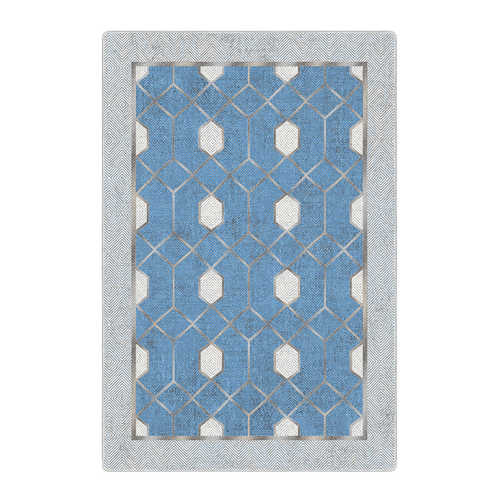 Airgugu Modern Minimalist  Blue Washable Bordered Area Rug