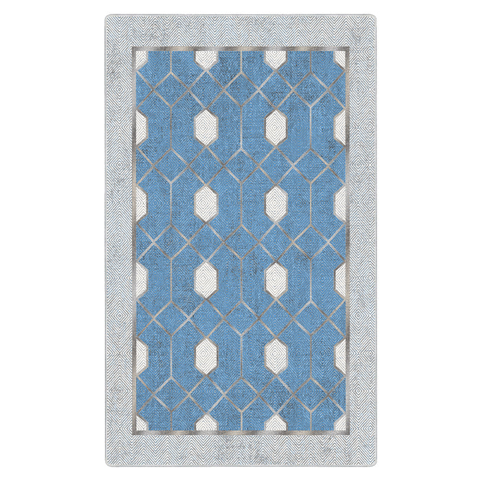 Airgugu Modern Minimalist  Blue Washable Bordered Area Rug