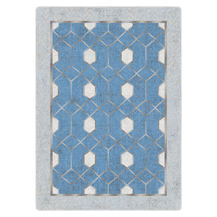 Airgugu Modern Minimalist  Blue Washable Bordered Area Rug