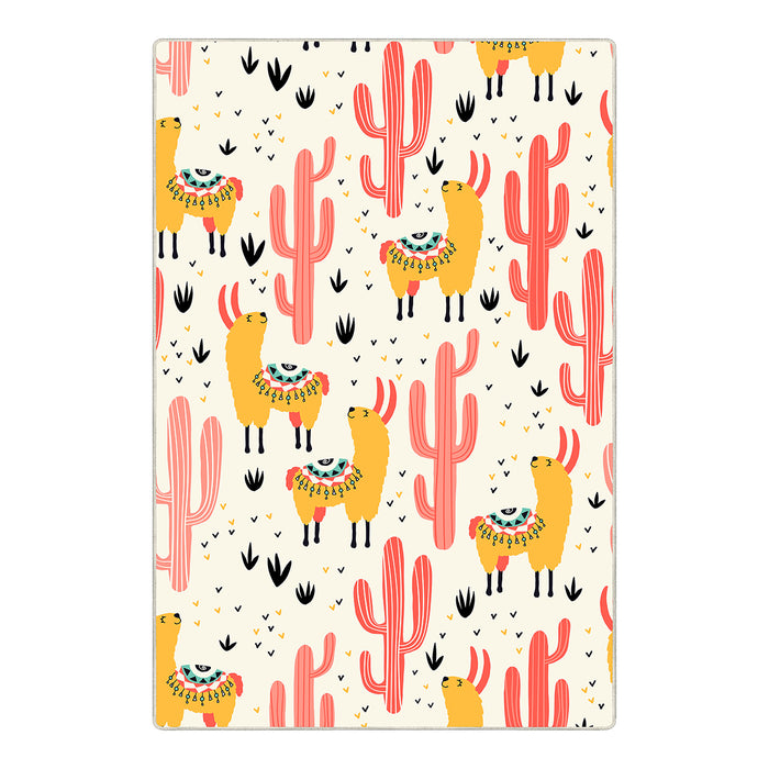 Airgugu KidSpace Delight Adorable Alpaca Pink Cactus Rug