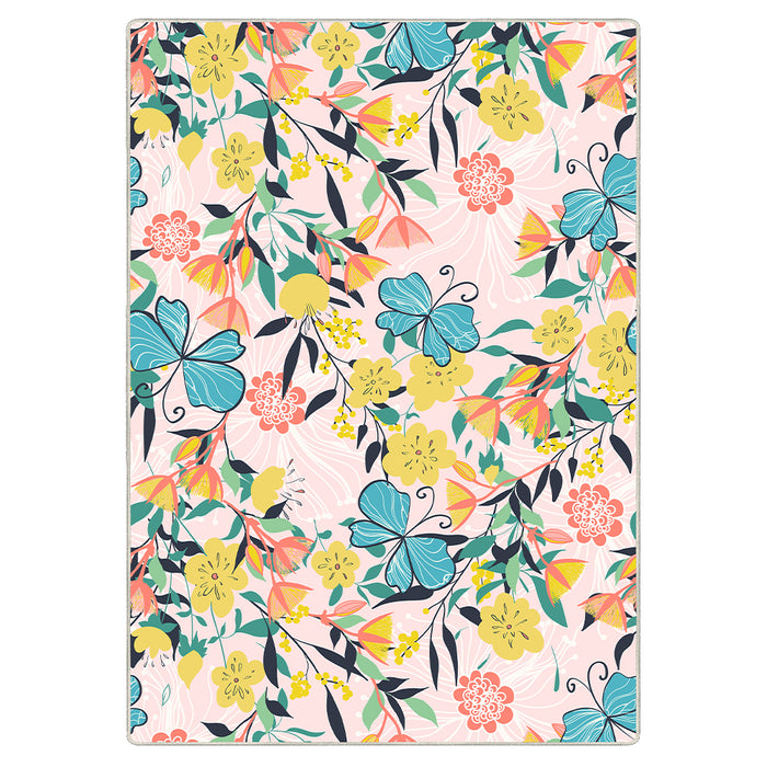 Airgugu Modern Minimalist Vibrant Floral And Butterfly Rug